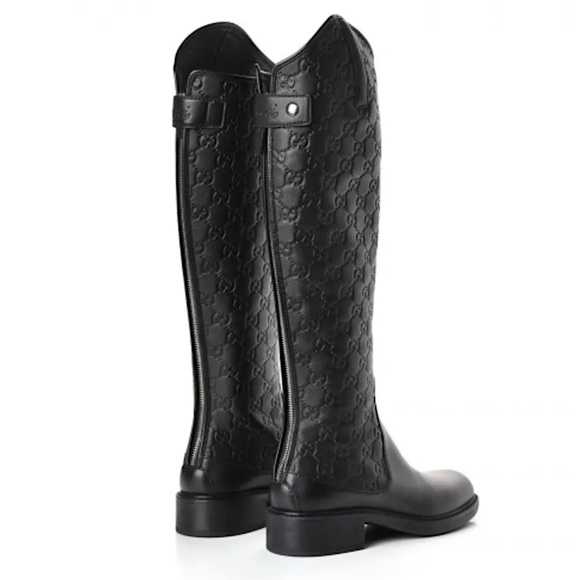 Gucci Black Monogram Riding Boots size 35 - Picture 2 of 9